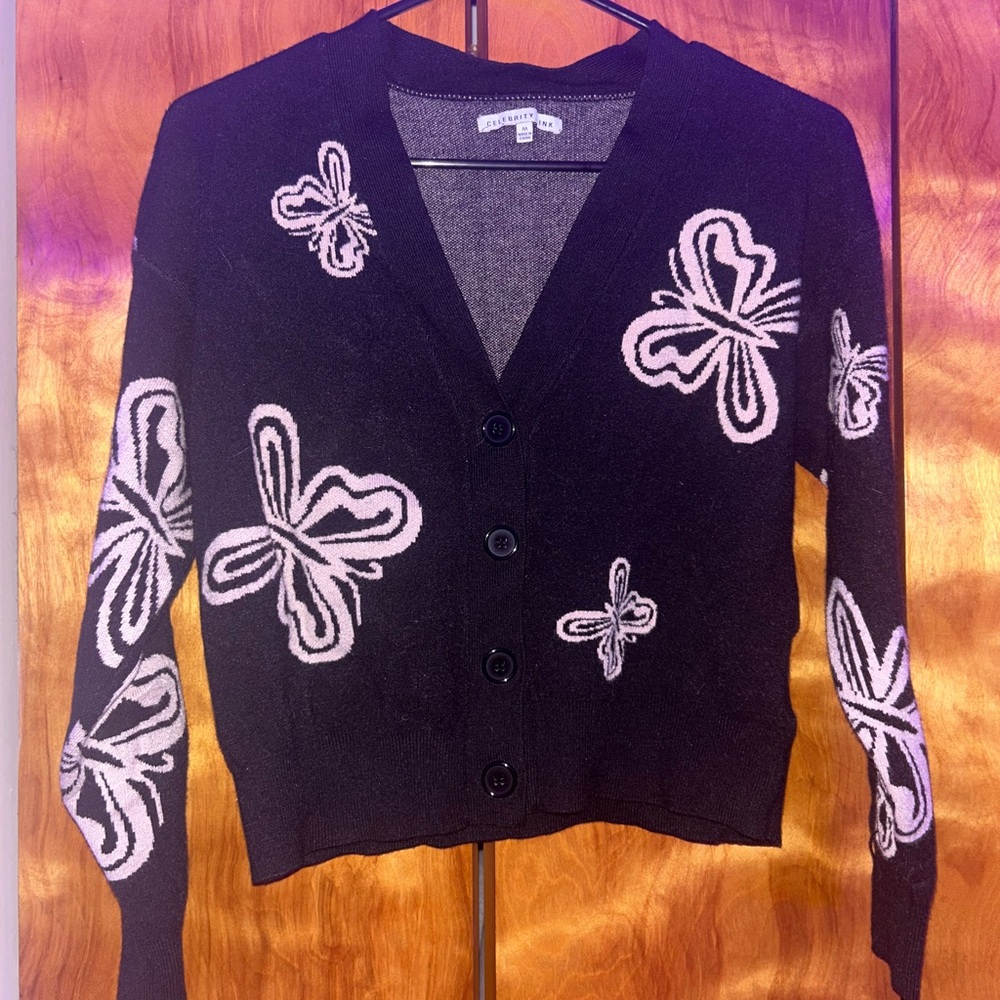 Celebrity Pink Black and White Cardigan Sweater
